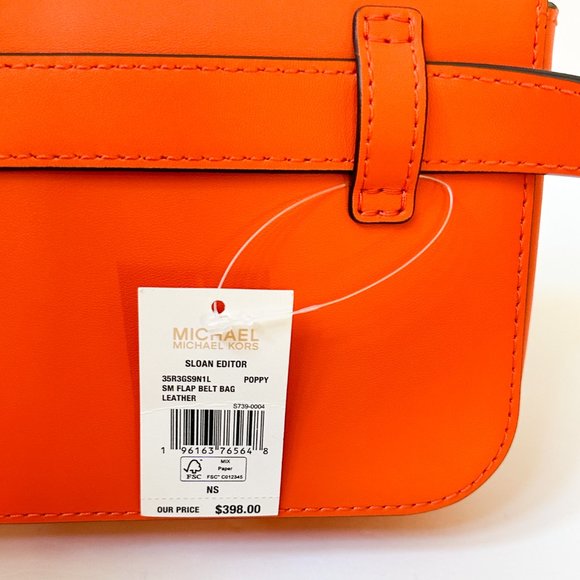 Michael Kors Sloan Editor Small Flap Belt Bag Fanny Pack Clutch Poppy - Picture 13 of 13